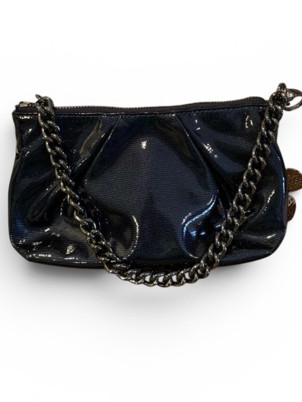 Henri Bendel Steel Blue Snakeprint Wristlet Clutch Dusty NWOT
